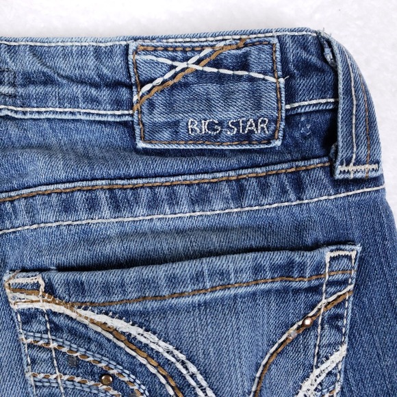 Big Star Jeans Sweet Boot Ultra Low Rise 26L Blue Embroidered Y2K Boho Chic - Picture 12 of 12